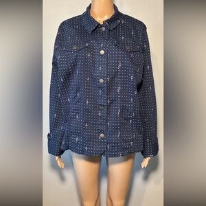 Charter Club Women's Jacket SizeXXL Button Down Collared Long Sleeve CottonBlend